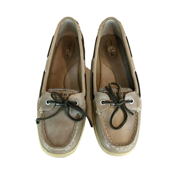 Sperry Top-Sider Deck Boat Shoes  Women's Size 9.5  Taupe Leather / Metallic - Picture 1 of 9